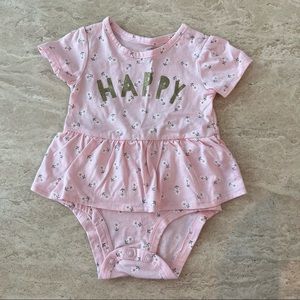 Skirted Floral Romper with Happy Motif